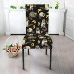Raccoon And Banana Pattern Print Dining Chair Slipcover