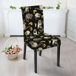 Raccoon And Banana Pattern Print Dining Chair Slipcover