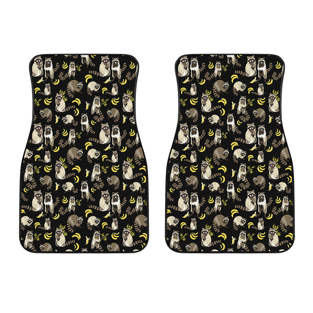 Raccoon And Banana Pattern Print Front Car Floor Mats