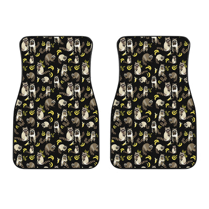 Raccoon And Banana Pattern Print Front Car Floor Mats