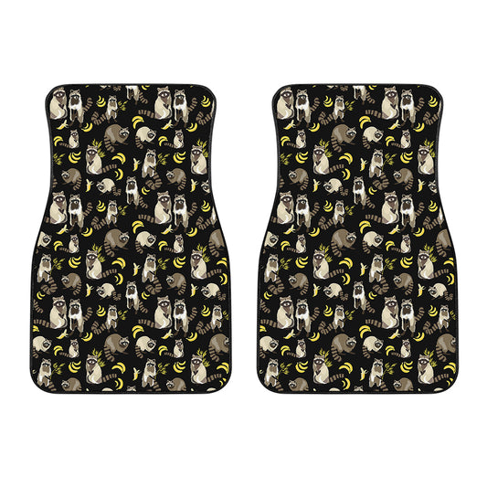 Raccoon And Banana Pattern Print Front Car Floor Mats