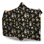Raccoon And Banana Pattern Print Hooded Blanket