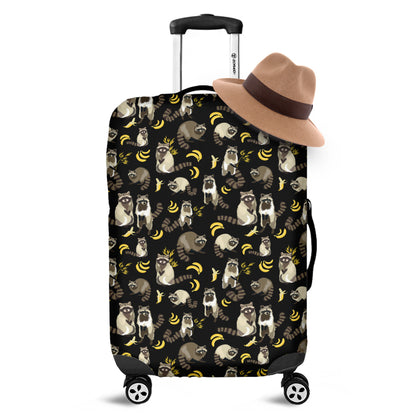 Raccoon And Banana Pattern Print Luggage Cover