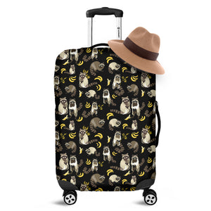Raccoon And Banana Pattern Print Luggage Cover
