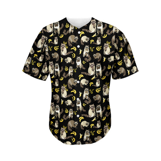 Raccoon And Banana Pattern Print Men's Baseball Jersey