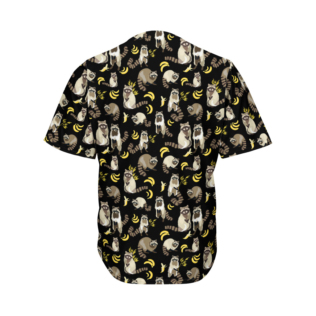Raccoon And Banana Pattern Print Men's Baseball Jersey