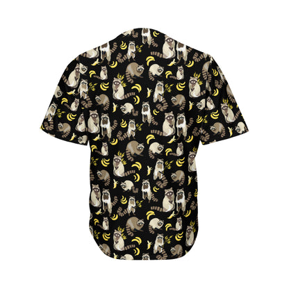 Raccoon And Banana Pattern Print Men's Baseball Jersey