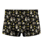 Raccoon And Banana Pattern Print Men's Boxer Briefs