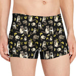 Raccoon And Banana Pattern Print Men's Boxer Briefs