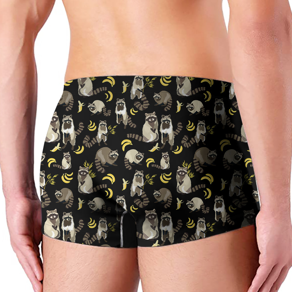 Raccoon And Banana Pattern Print Men's Boxer Briefs