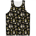 Raccoon And Banana Pattern Print Men's Tank Top