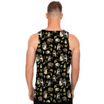 Raccoon And Banana Pattern Print Men's Tank Top