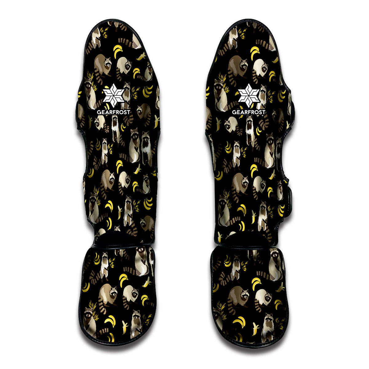 Raccoon And Banana Pattern Print Muay Thai Shin Guard