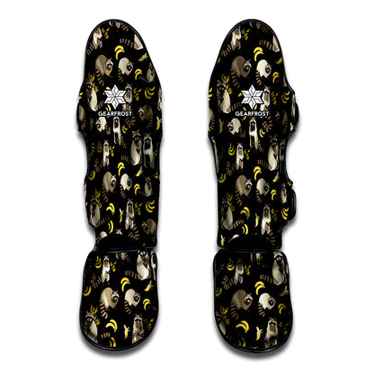 Raccoon And Banana Pattern Print Muay Thai Shin Guard