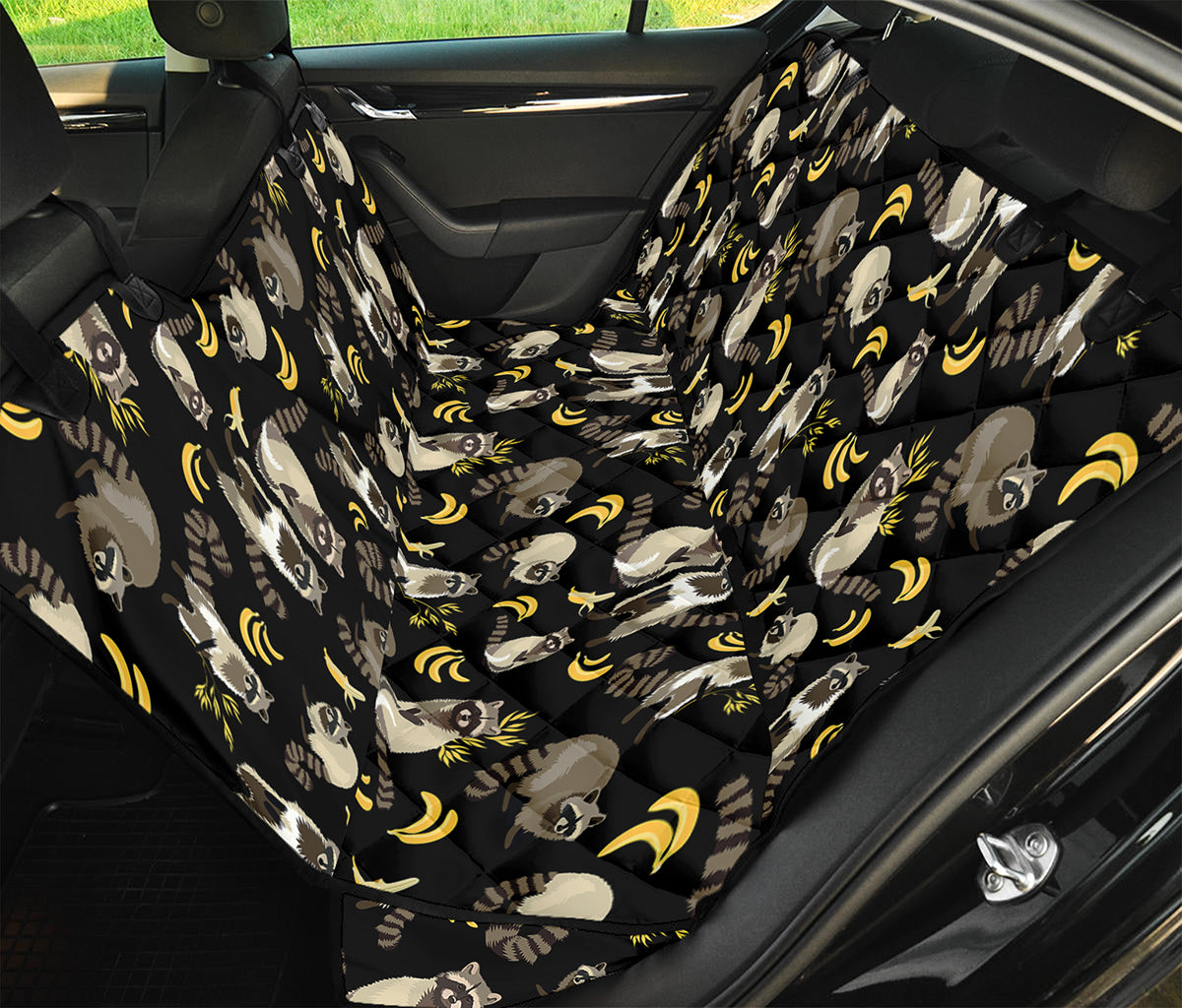 Raccoon And Banana Pattern Print Pet Car Back Seat Cover