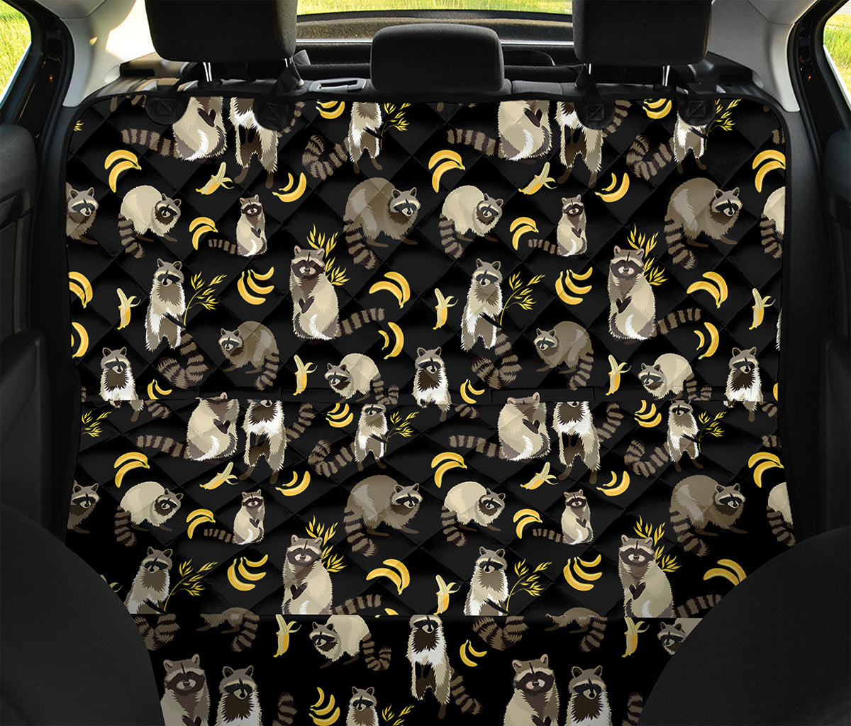 Raccoon And Banana Pattern Print Pet Car Back Seat Cover