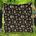 Raccoon And Banana Pattern Print Quilt