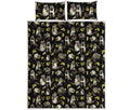 Raccoon And Banana Pattern Print Quilt Bed Set