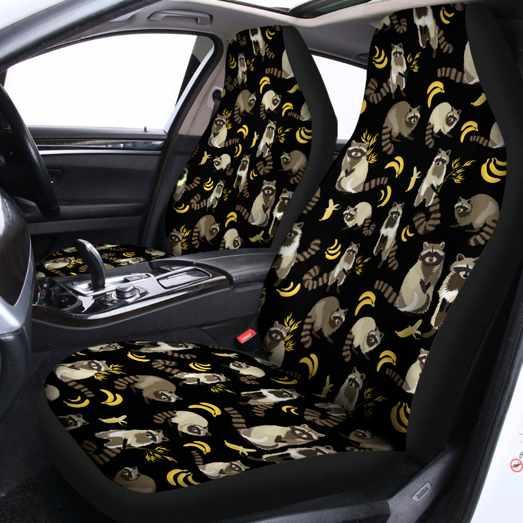 Raccoon And Banana Pattern Print Universal Fit Car Seat Covers