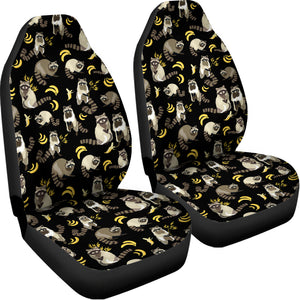 Raccoon And Banana Pattern Print Universal Fit Car Seat Covers