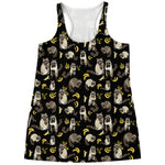 Raccoon And Banana Pattern Print Women's Racerback Tank Top