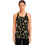 Raccoon And Banana Pattern Print Women's Racerback Tank Top