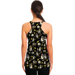 Raccoon And Banana Pattern Print Women's Racerback Tank Top