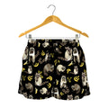 Raccoon And Banana Pattern Print Women's Shorts
