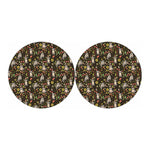Raccoon And Floral Pattern Print Car Coasters