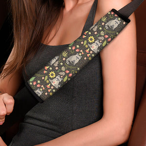 Raccoon And Floral Pattern Print Car Seat Belt Covers