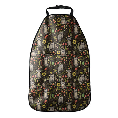 Raccoon And Floral Pattern Print Car Seat Organizers