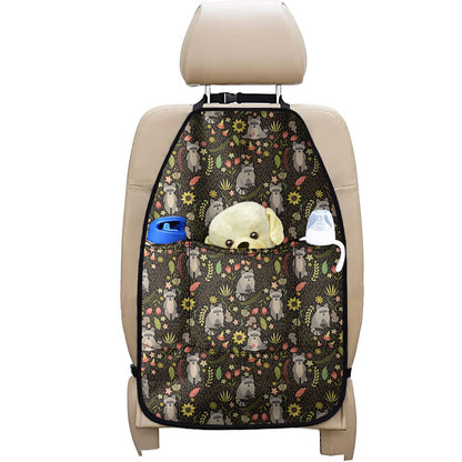 Raccoon And Floral Pattern Print Car Seat Organizers