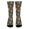 Raccoon And Floral Pattern Print Crew Socks