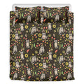Raccoon And Floral Pattern Print Duvet Cover Bedding Set