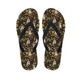 Raccoon And Floral Pattern Print Flip Flops