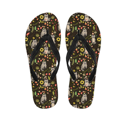 Raccoon And Floral Pattern Print Flip Flops