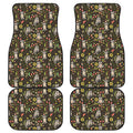 Raccoon And Floral Pattern Print Front and Back Car Floor Mats
