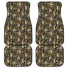 Raccoon And Floral Pattern Print Front and Back Car Floor Mats
