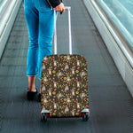Raccoon And Floral Pattern Print Luggage Cover
