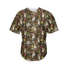 Raccoon And Floral Pattern Print Men's Baseball Jersey