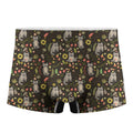 Raccoon And Floral Pattern Print Men's Boxer Briefs