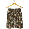 Raccoon And Floral Pattern Print Men's Shorts