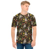 Raccoon And Floral Pattern Print Men's T-Shirt