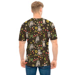 Raccoon And Floral Pattern Print Men's T-Shirt