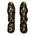 Raccoon And Floral Pattern Print Muay Thai Shin Guards
