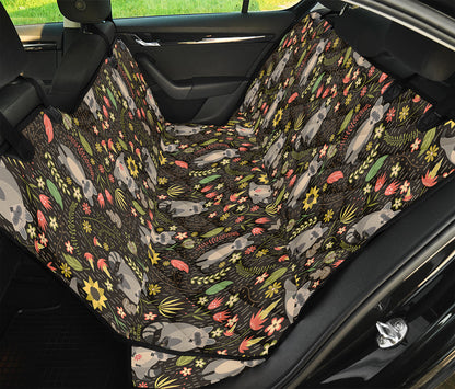 Raccoon And Floral Pattern Print Pet Car Back Seat Cover