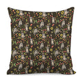 Raccoon And Floral Pattern Print Pillow Cover