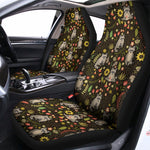 Raccoon And Floral Pattern Print Universal Fit Car Seat Covers