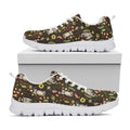 Raccoon And Floral Pattern Print White Running Shoes