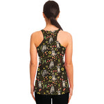 Raccoon And Floral Pattern Print Women's Racerback Tank Top